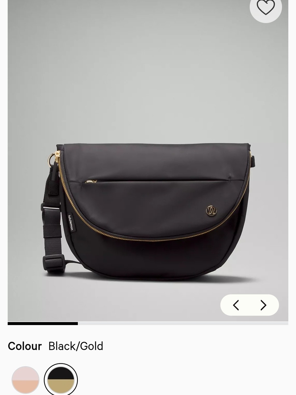 lululemon athletica Black and Gold Crossbody Bag 5L Festival Bag
